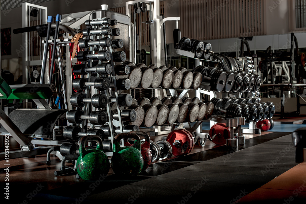 Fototapeta premium gym interior with sports equipment