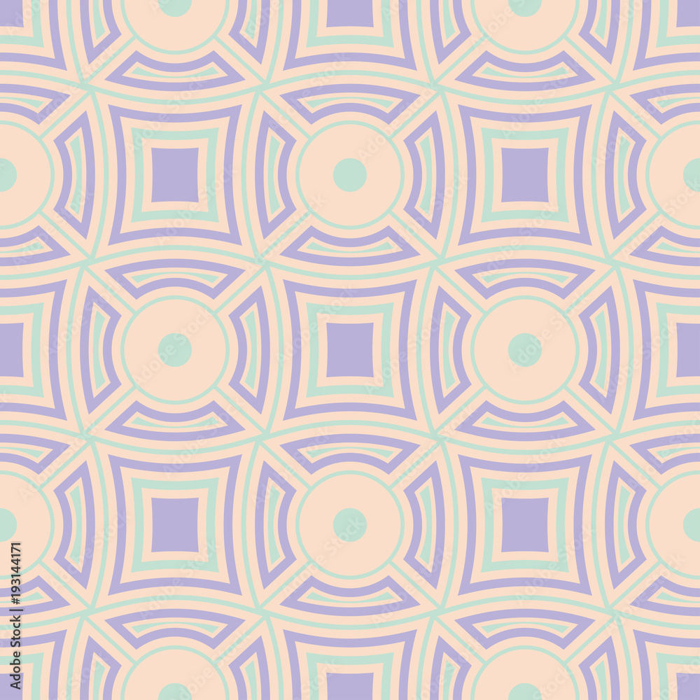 Geometric seamless pattern. Beige background with violet and blue elements Geometric seamless pattern. Beige background with violet and blue elements