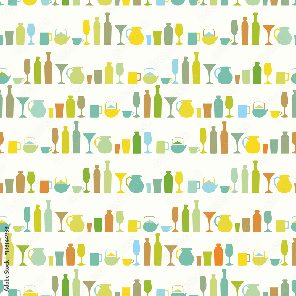 Drink icons seamless pattern.