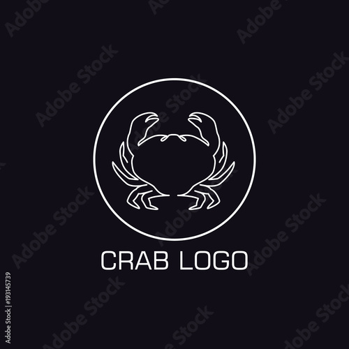 One line crab logo. Minimalistic illustartion. Sea animal icon