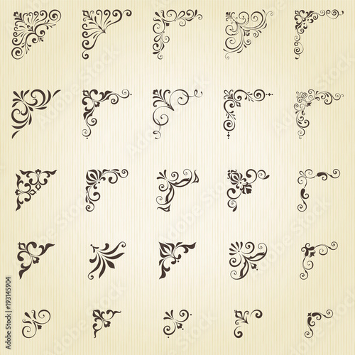 Vector set of ornate calligraphic vintage corners.