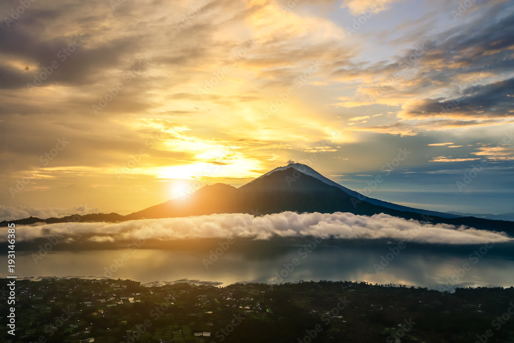 Beautiful view on Agung volcano - obrazy, fototapety, plakaty 