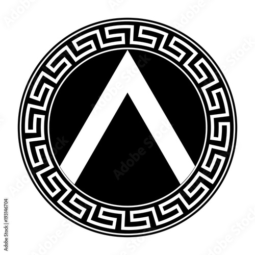 Spartan shield with Greek ornament.