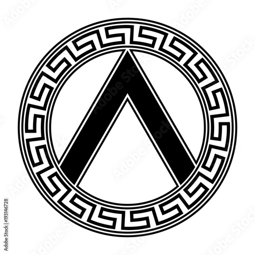 Spartan shield with Greek ornament.