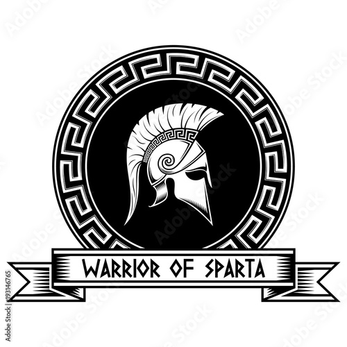 WARRIOR OF SPARTA, Spartan helmet on the shield.