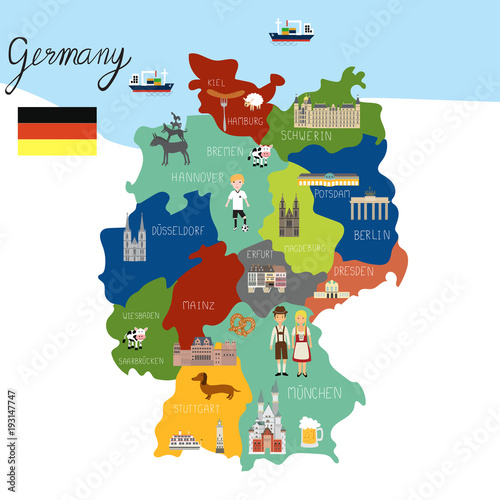 Canvas Print Germany map hand draw vector. illustration EPS10.