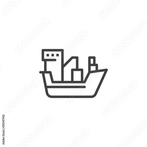 Oil tanker ship outline icon. linear style sign for mobile concept and web design. Ship simple line vector icon. Symbol, logo illustration. Pixel perfect vector graphics