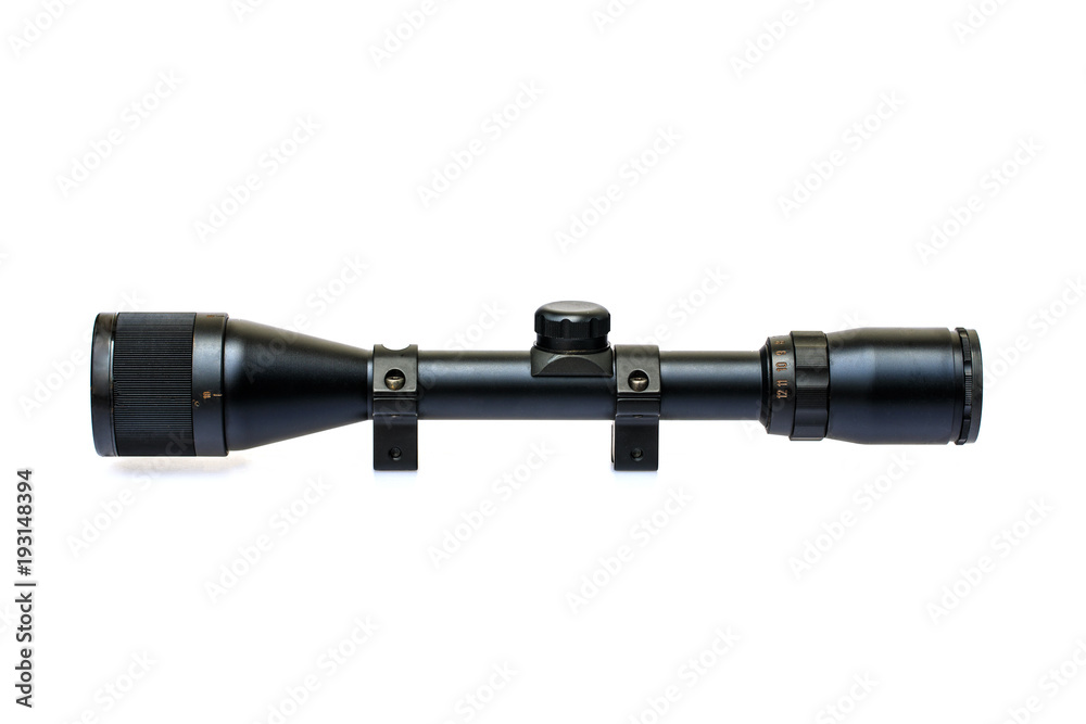 The riflescopes isolated on white background with clipping path.