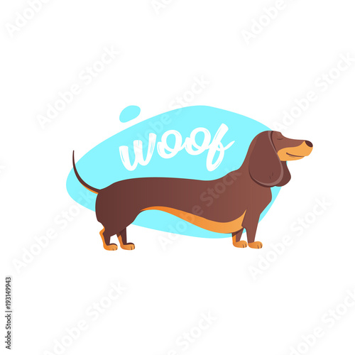 Happy dog Dachshund. The style flat. World Pet Day