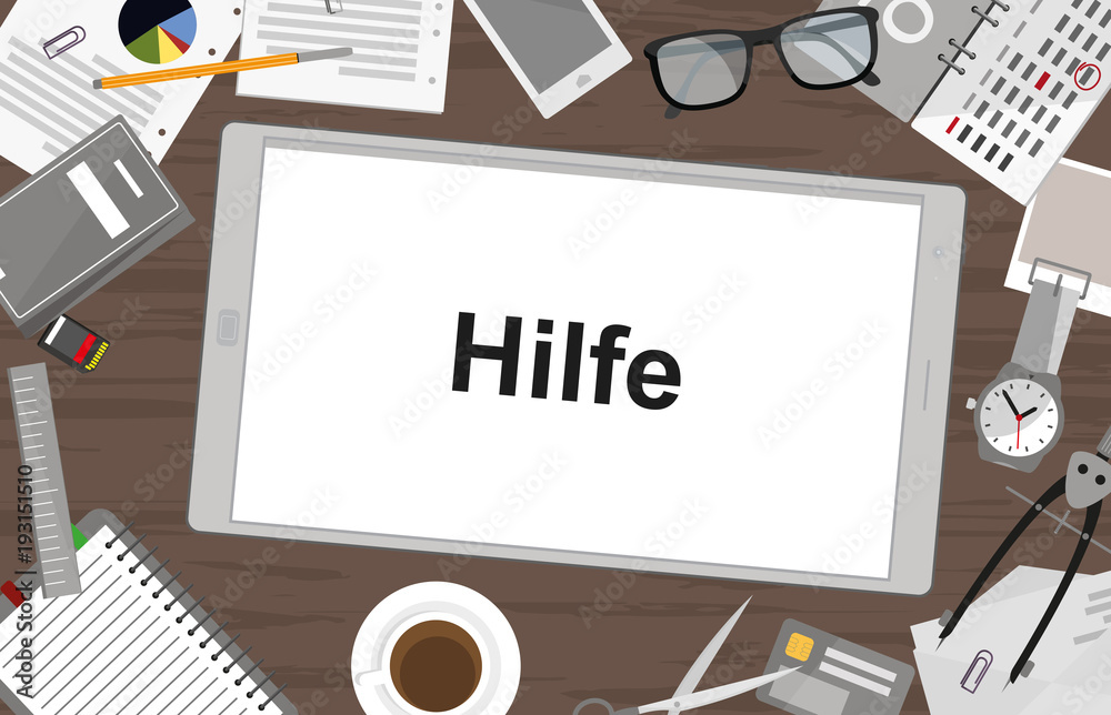 Фотография Schreibtisch mit Tablet - Hilfe