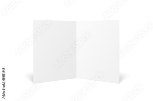 Vector blank white twofold leaflet opened