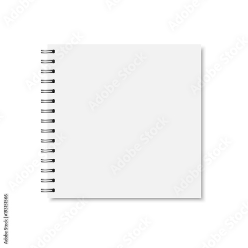 Vector white realistic closed notebook cover.