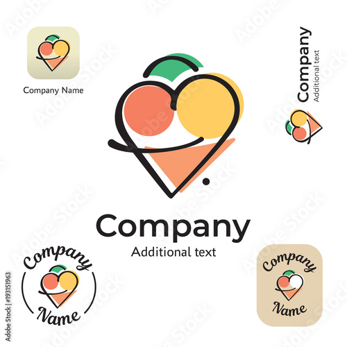 Cute Ice Сream Logo Modern Identity Beautiful Brand Commercial and App Icon Symbol Concept Set Template