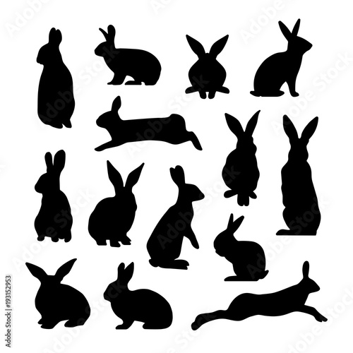 Viele Hasen Silhouetten Set