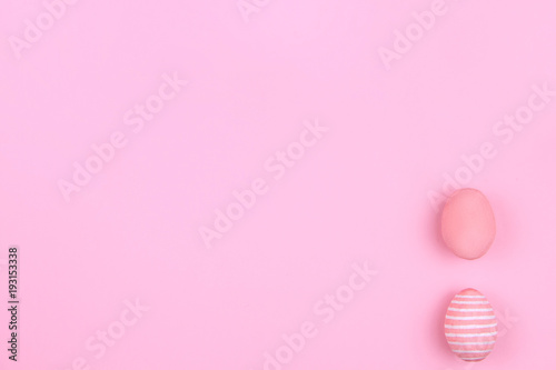 Happy Easter Day. Pink tradition easter eggs on pink background