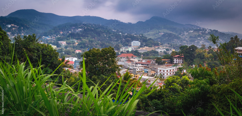 Blue sunset view in Kandy - second largest city located in the Central Province, Sri Lanka, Asia