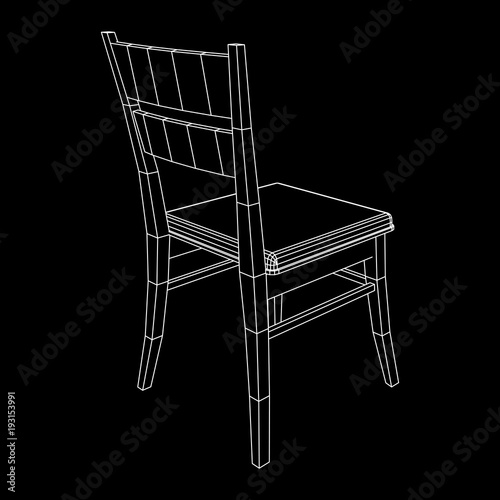 Chair with backrest wireframe low poly mesh vector illustration