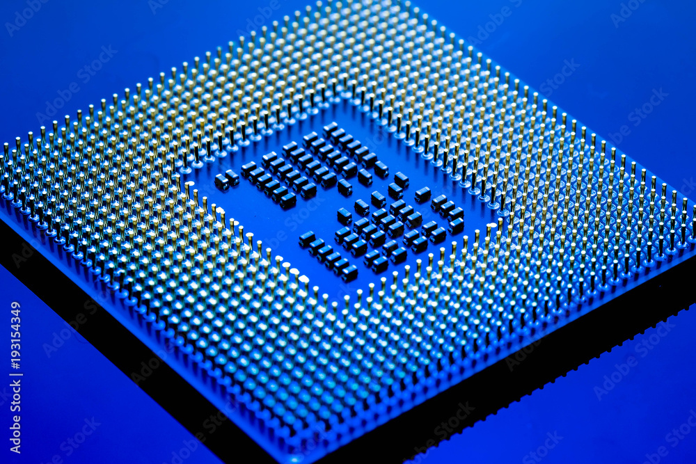 technology cyber electronic concept. cpu ram computer on blue light background technology cyber electronic concept. cpu ram computer on blue light background
