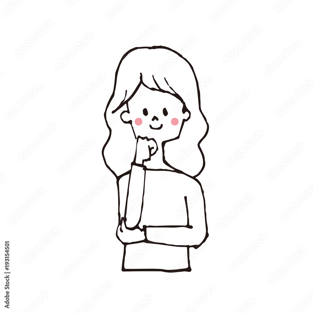 頬杖をつく女性 Stock イラスト Adobe Stock