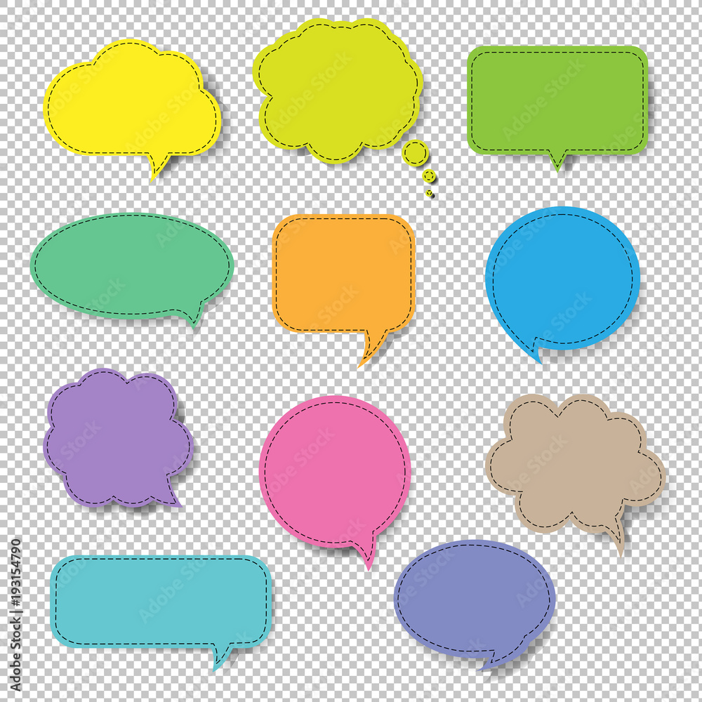 Colorful Speech Bubble Set Isolated Transparent Background Colorful Speech Bubble Set Isolated Transparent Background