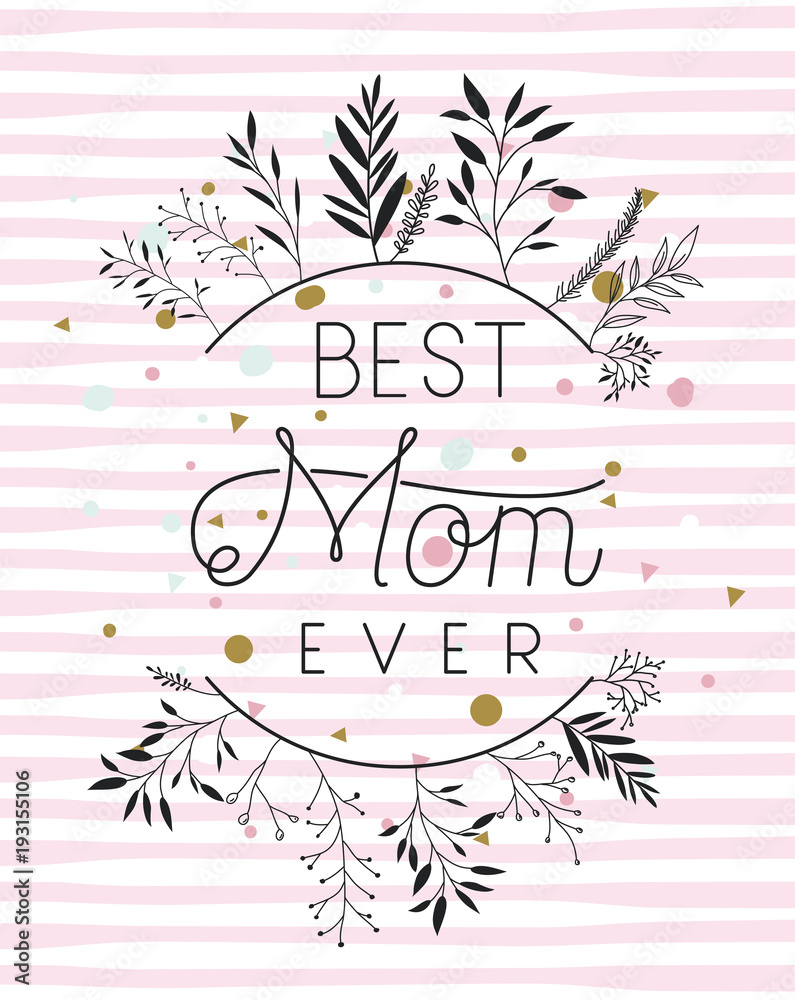 Obraz premium best mom handmade postcard vector illustration design