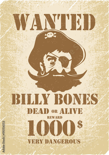 Pirates. Wanted Poster Template. Pirate Children's Party