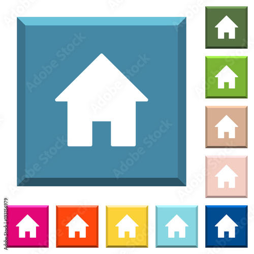 Home white icons on edged square buttons