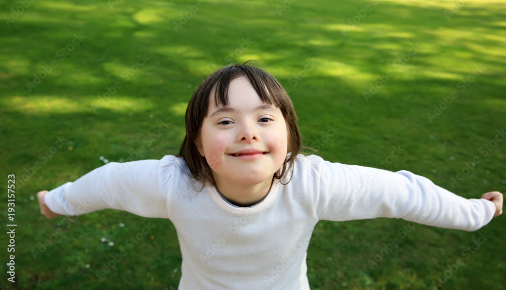 Portrait of little girl smiling outside Portrait of little girl smiling outside