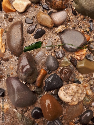 Pebbles, Glass and Sand Mosaic at the Beach
