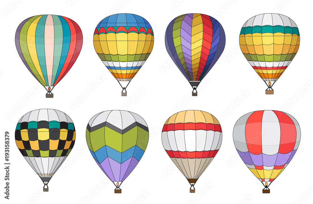 Fototapeta premium hot air balloon vector icons set
