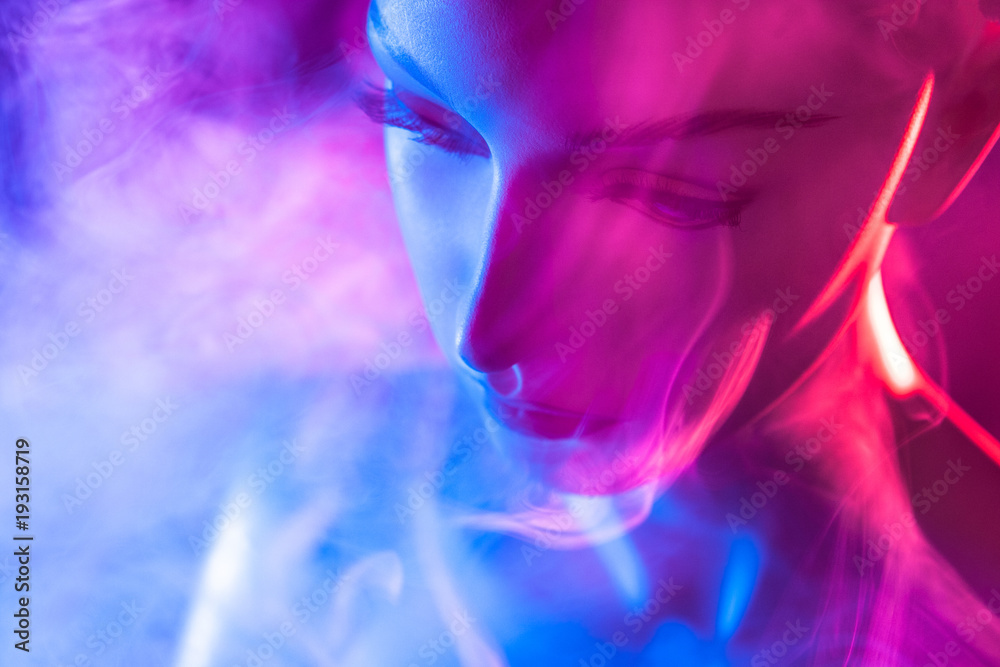 Portrait of a dummy. The girl is a robot. Cyber girl. Artificial Intelligence. The girl is a mannequin. Plastic girl. The girl is in the smoke. Portrait of a woman in a smoke. Portrait of a dummy. The girl is a robot. Cyber girl. Artificial Intelligence. The girl is a mannequin. Plastic girl. The girl is in the smoke. Portrait of a woman in a smoke.