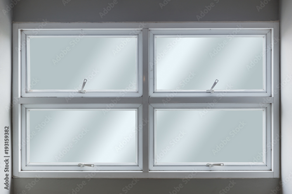 Fotografie aluminium window push awning in house patterns square.