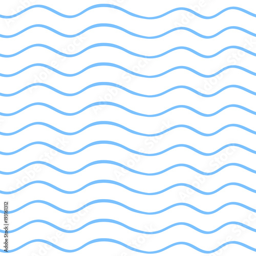 Seamless background of blue wavy lines. Vector illustration.