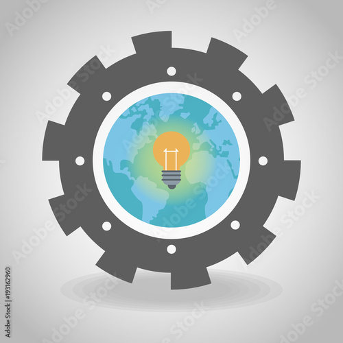 Bulb and gear symbolizing ideas and hardwork vector illustration graphic design