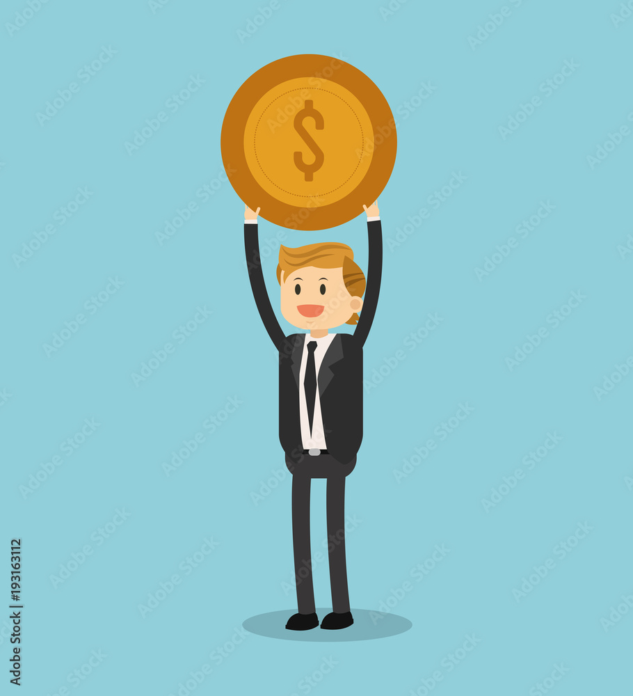 Businessman with coin vector illustration graphic design Businessman with coin vector illustration graphic design