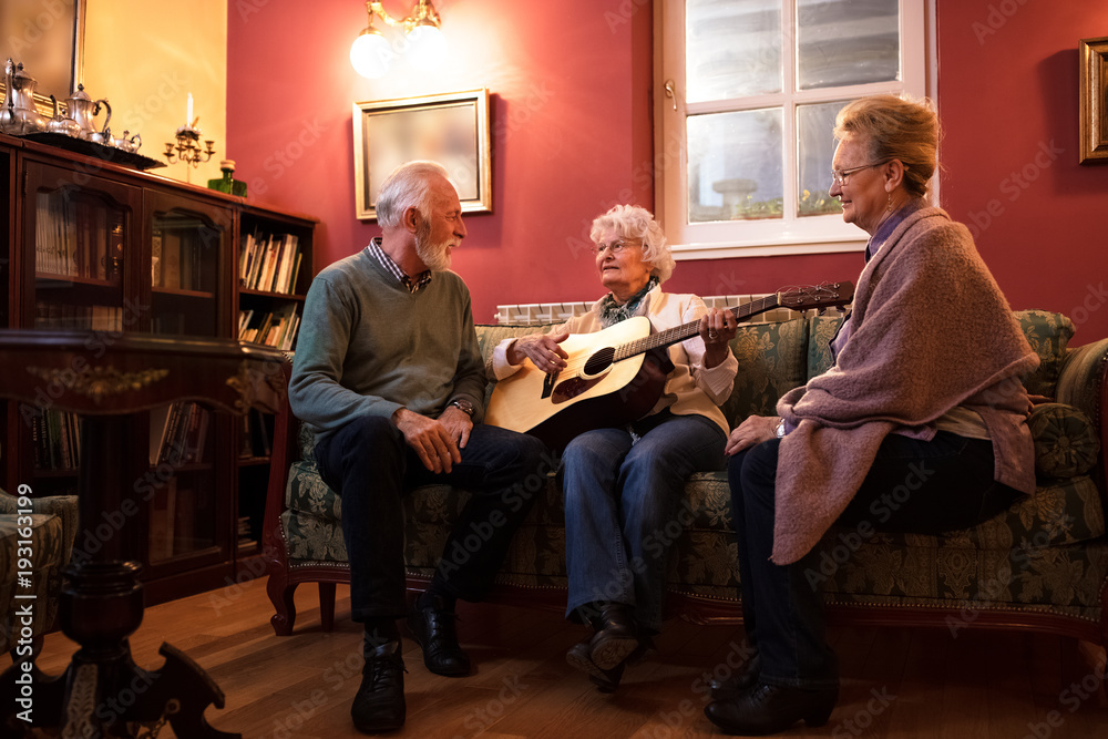 Senior people enjoy in friendship at nursing home