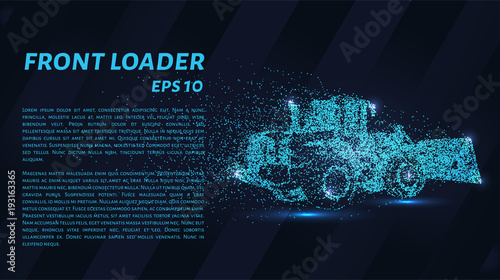 Front loader from the particles. The front loader consists of dots and circles.