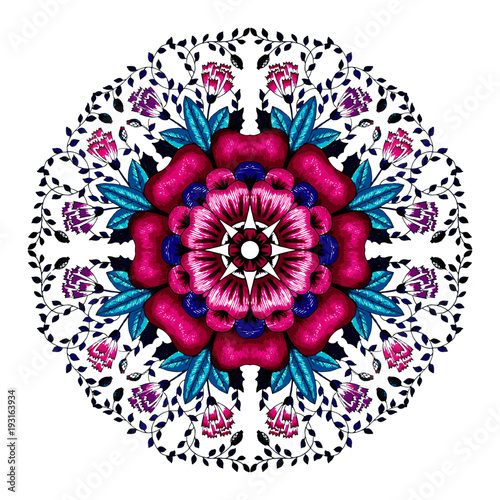 colored ornamental mandala with vegetable elements.ai photo