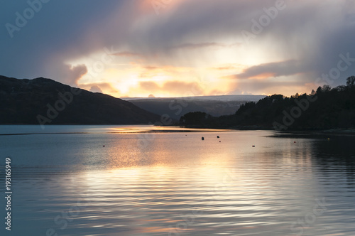 Tranquil Sunset   Sunset over Loch Sunart  Ardnamurchan  Lochaber  Scotland.28 December 2017.