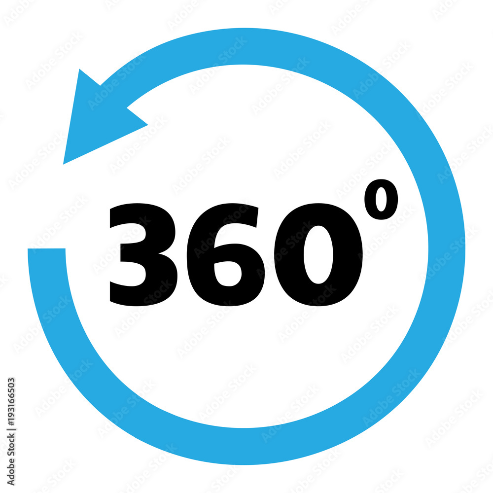 Angle 360 degree icon. Blue and black colors. Vector Illustration Angle 360 degree icon. Blue and black colors. Vector Illustration