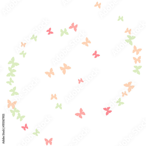 Spring Background with Colorful Butterflies. Simple Feminine Pattern for Card  Invitation  Print. Trendy Decoration with Beautiful Butterfly Silhouettes. Vector Background with Moth 