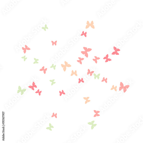 Spring Background with Colorful Butterflies. Simple Feminine Pattern for Card  Invitation  Print. Trendy Decoration with Beautiful Butterfly Silhouettes. Vector Background with Moth 