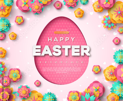 Easter card with paper cut egg