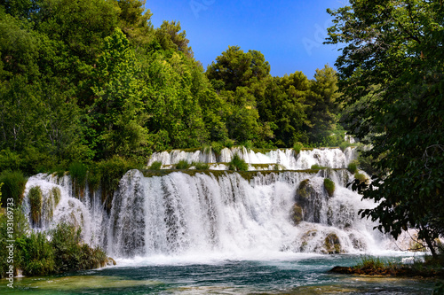 water and waterfall at Krka National Park, Croatia