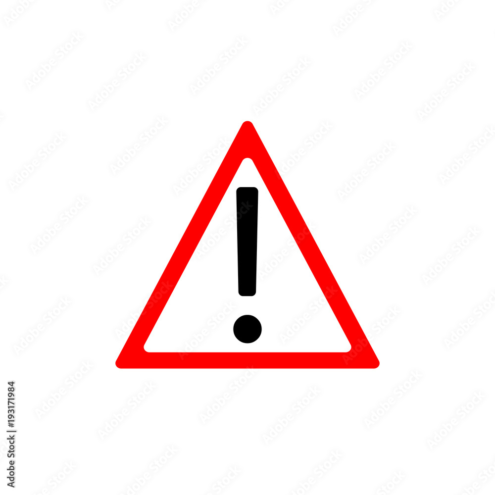 Attention sign with exclamation mark symbol. Vector illustration. Warning icon. Triangle. Attention sign with exclamation mark symbol. Vector illustration. Warning icon. Triangle.