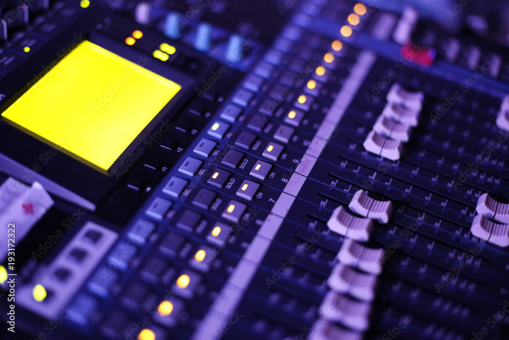 Obraz premium Mixer digital audio table in use