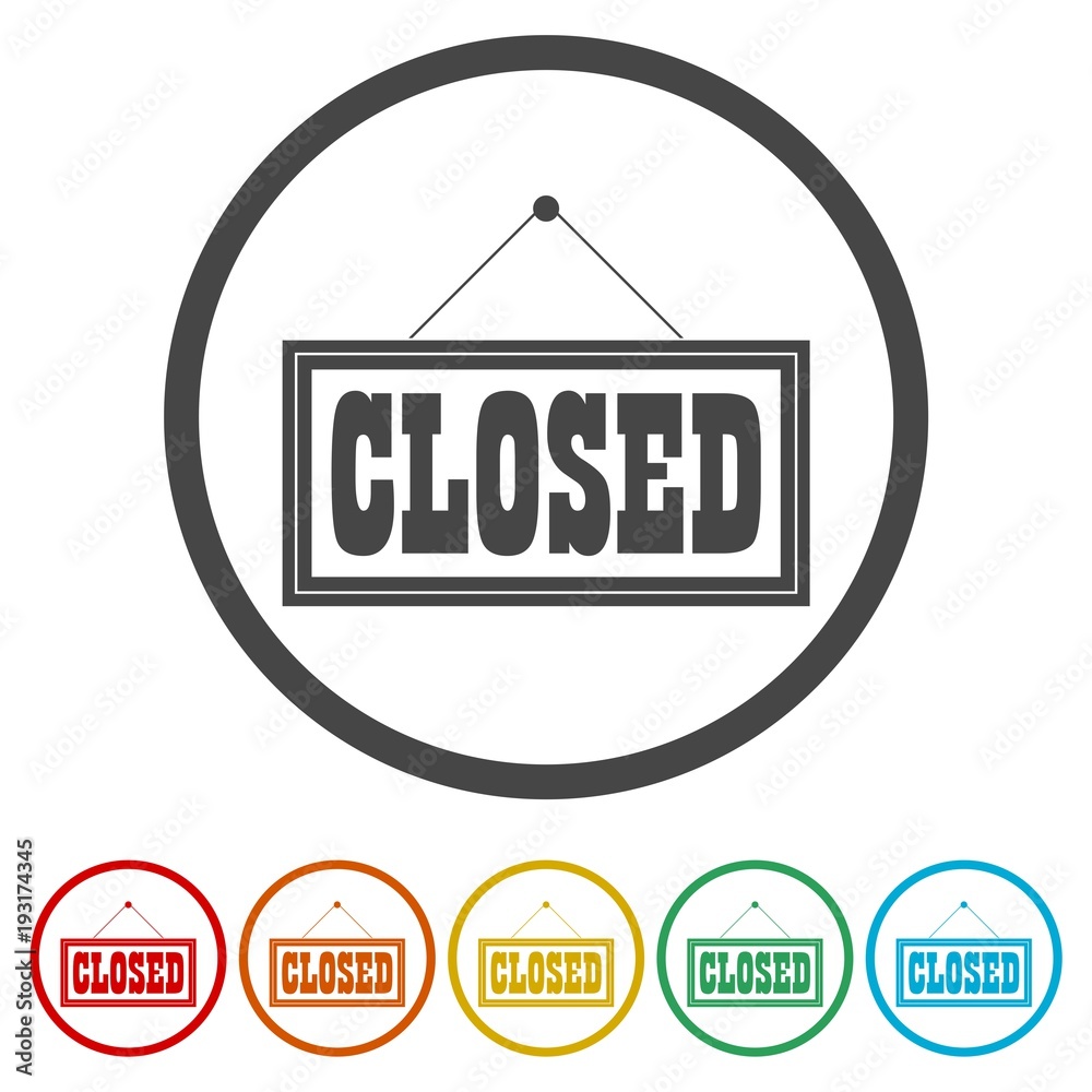 Closed Sign - Illustration, 6 Colors Included Closed Sign - Illustration, 6 Colors Included
