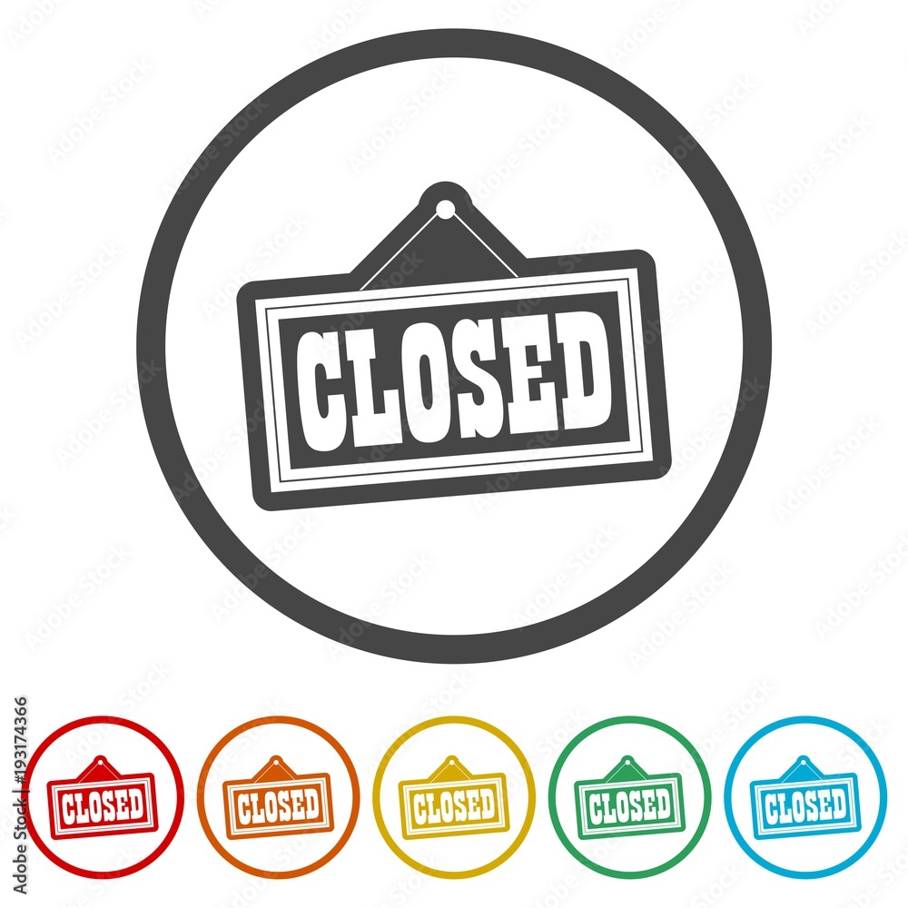 Closed Sign - Illustration, 6 Colors Included Closed Sign - Illustration, 6 Colors Included