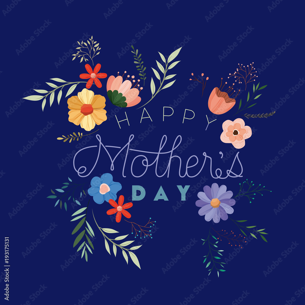 happy mothers day handmade font postcard vector illustration design