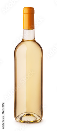 Front view of white wine bottle
